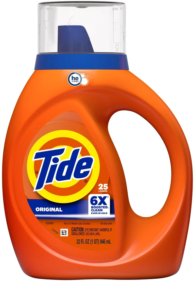 Alt view image 6 of 6 - Tide Liquid Laundry Detergent, 6X Boosted Cleaning Power, Original Scent, 32 fl oz, 25 Loads