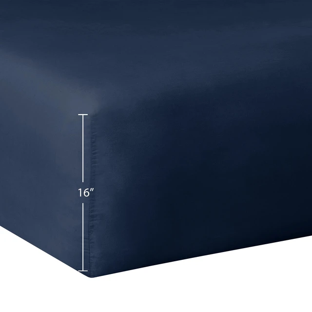 Alt view image 3 of 6 - Mainstays 300 Thread Count Easy Care Percale Fitted Sheet, Blue Cove, Twin/Twin XL