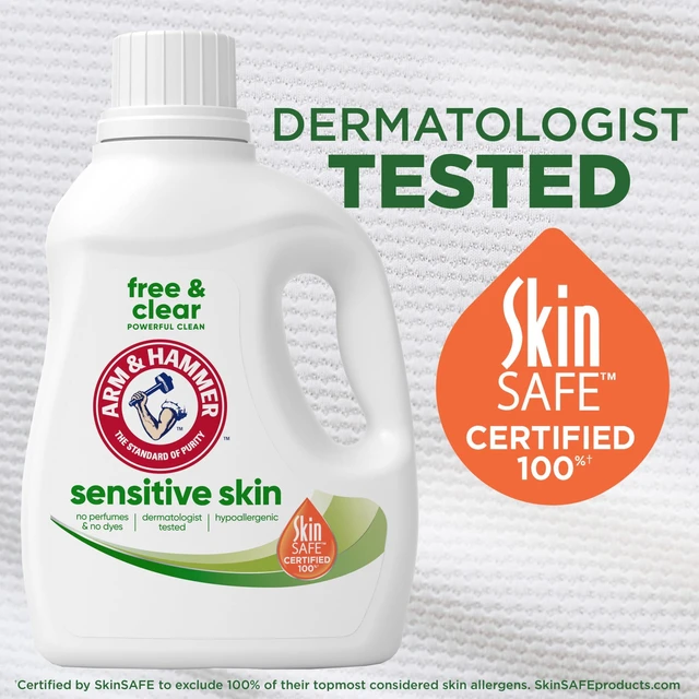 Alt view image 3 of 5 - ARM & HAMMER Sensitive Skin Free & Clear Liquid Laundry Detergent Soap, 105 fl oz, 105 Loads