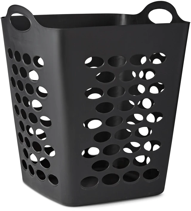 Main image of Mainstays Flexible Square Laundry Hamper, Black Plastic