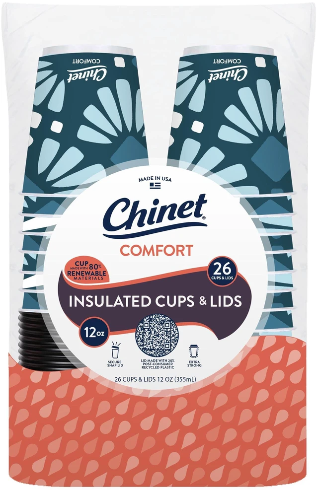 Alt view image 5 of 7 - Chinet Comfort Premium Disposable Paper Hot Cups with Lids, 12oz, 26 Count