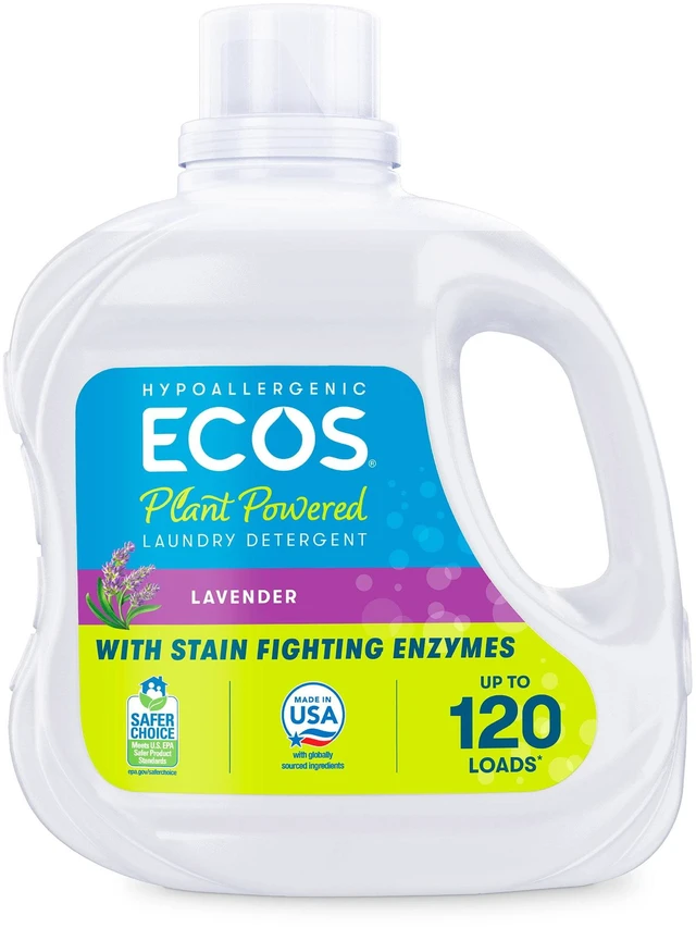 Main image of ECOS Hypoallergenic Liquid Laundry Detergent for Sensitive Skin, Lavender, 120 Loads, 110Fl Oz
