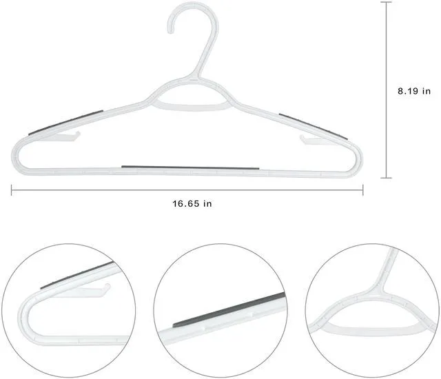 Alt view image 4 of 6 - Mainstays Non-Slip Plastic Clothes Hangers, White, 10 Pack