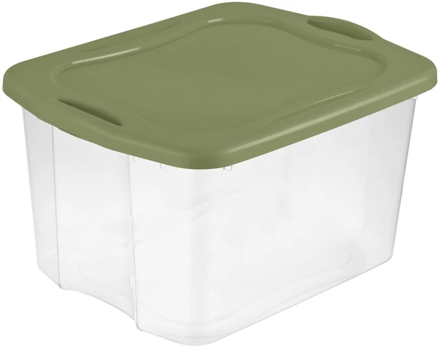 Main image of Sterilite EZ Carry 70 Quart Clear Plastic Storage Bin with Full-Grip Handles, Green
