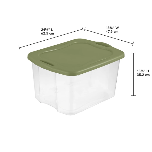 Alt view image 2 of 6 - Sterilite EZ Carry 70 Quart Clear Plastic Storage Bin with Full-Grip Handles, Green