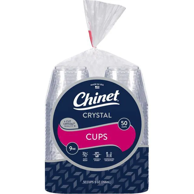Alt view image 3 of 5 - Chinet Crystal 9oz Clear Disposable Plastic Cups, 50Count