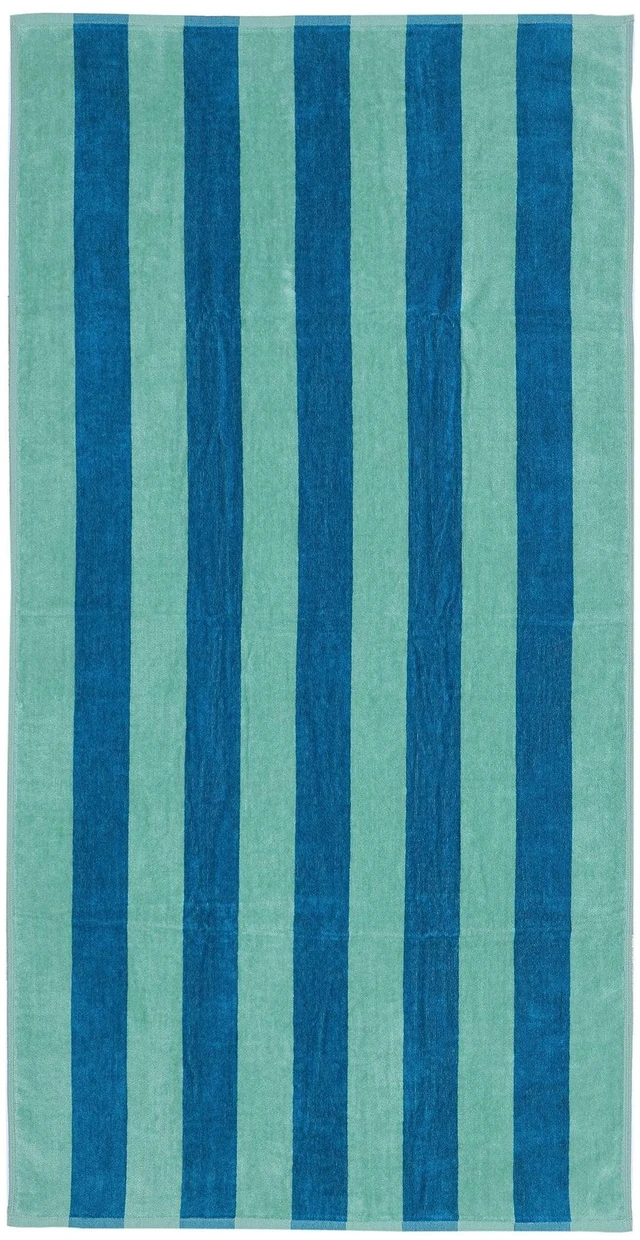 Main image of 58in x 28in Mainstays Cabana Stripe Cotton Blend Beach Towel Teal & Green
