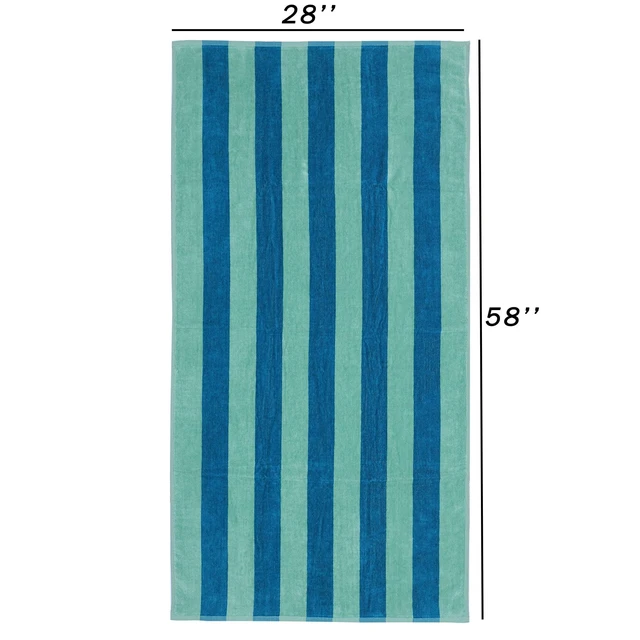 Alt view image 3 of 4 - 58in x 28in Mainstays Cabana Stripe Cotton Blend Beach Towel Teal & Green