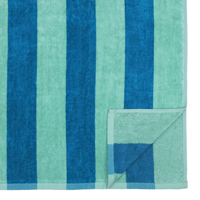 Alt view image 4 of 4 - 58in x 28in Mainstays Cabana Stripe Cotton Blend Beach Towel Teal & Green