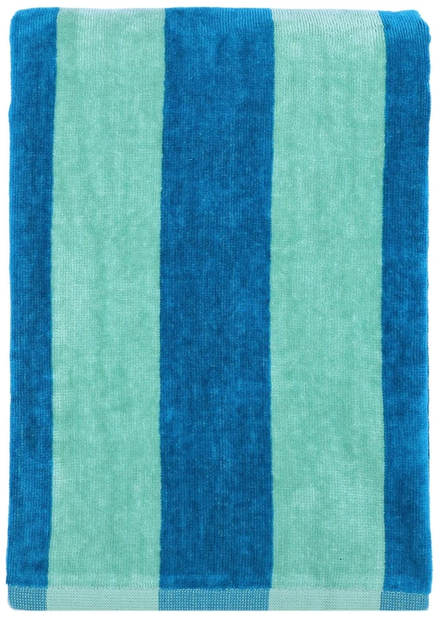 Alt view image 2 of 4 - 58in x 28in Mainstays Cabana Stripe Cotton Blend Beach Towel Teal & Green