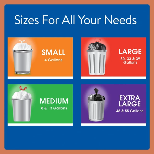 Alt view image 4 of 6 - Great Value Strong Flex 33-Gallon Multi-Purpose Drawstring Trash Bags, Pine Scent, Black, 20 Count