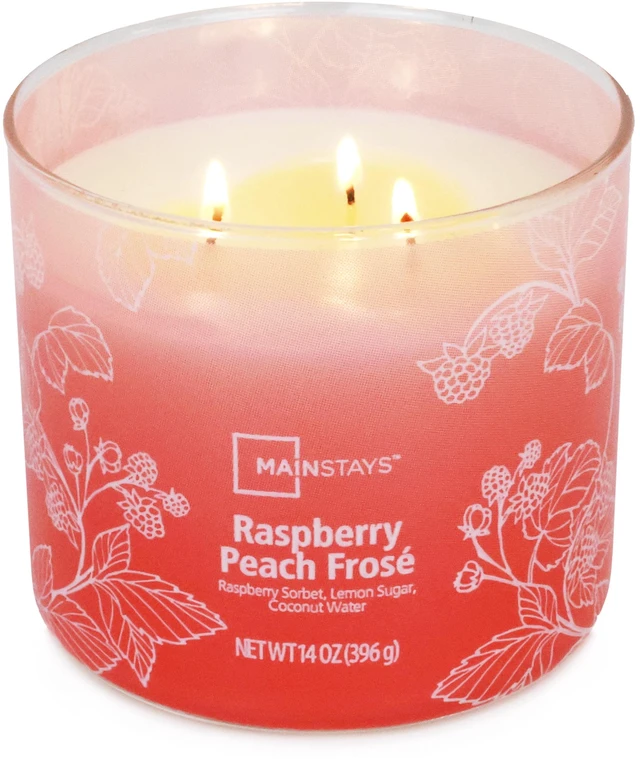 Main image of 3-Wick 14oz Mainstays Ombre Wrap Raspberry Peach Scented Candle