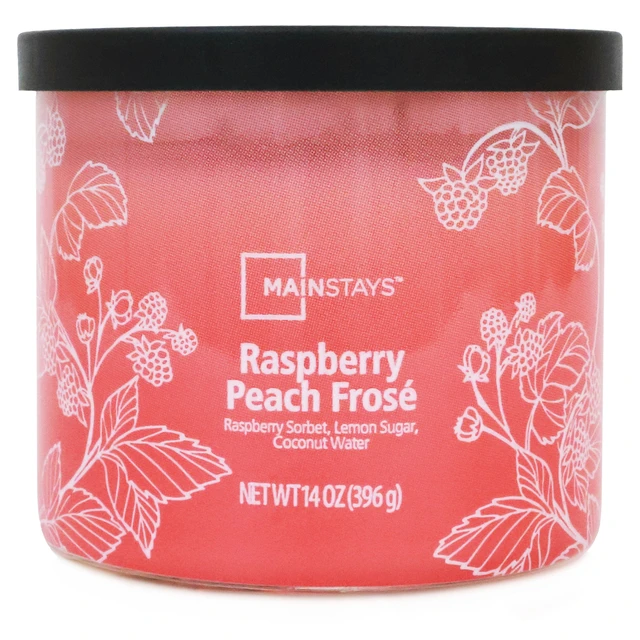 Alt view image 6 of 6 - 3-Wick 14oz Mainstays Ombre Wrap Raspberry Peach Scented Candle