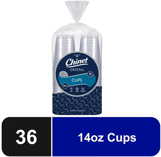 Main image of Chinet Crystal 14oz Premium Clear Disposable Plastic Cups, 36Count