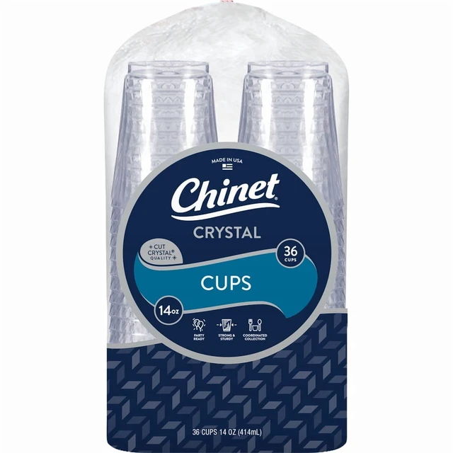 Alt view image 2 of 6 - Chinet Crystal 14oz Premium Clear Disposable Plastic Cups, 36Count