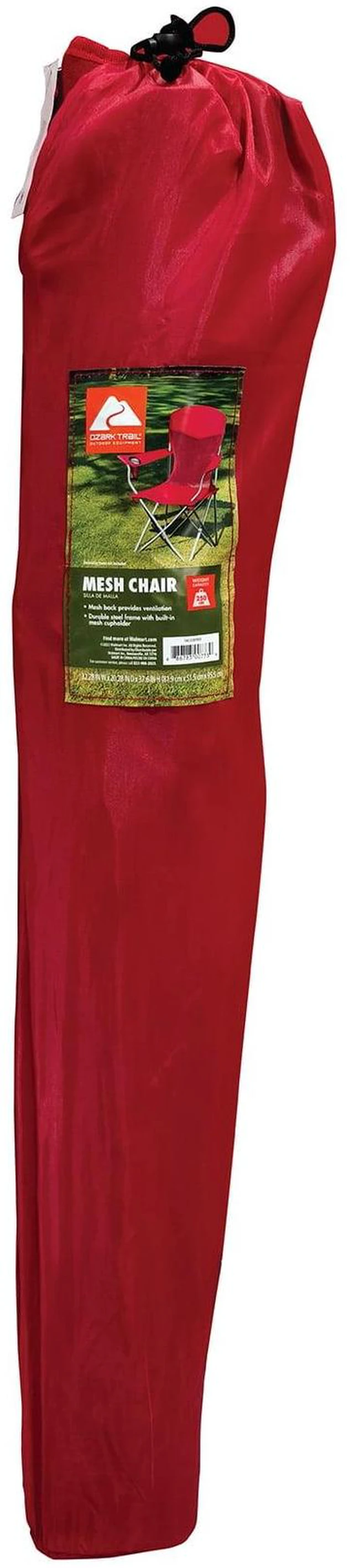 Alt view image 4 of 5 - Ozark Trail Basic Mesh Quad Camping Chair, Red