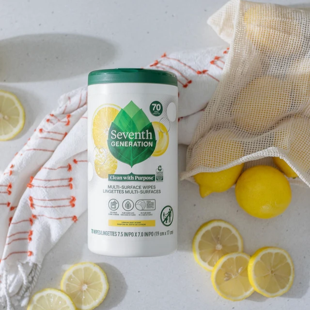 Alt view image 5 of 6 - Seventh Generation Multi-Surface All-Purpose Cleaning Wipes, Lemon Zest, 70 Count