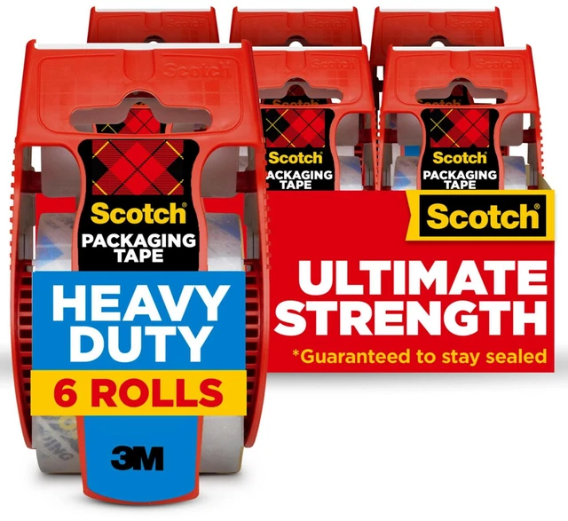 Main image of Scotch Heavy Duty Shipping Packaging Tape Dispensers, 1.5in Core, Clear, 1.88in x 22.2yds, 6 Pack