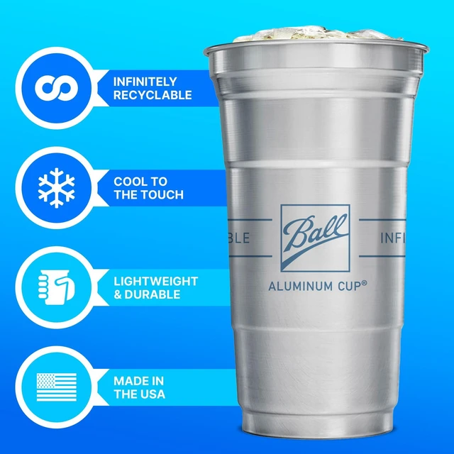 Alt view image 2 of 5 - Ball Aluminum Cups, 12oz, Disposable Recyclable Cold-Drink, 18 Count