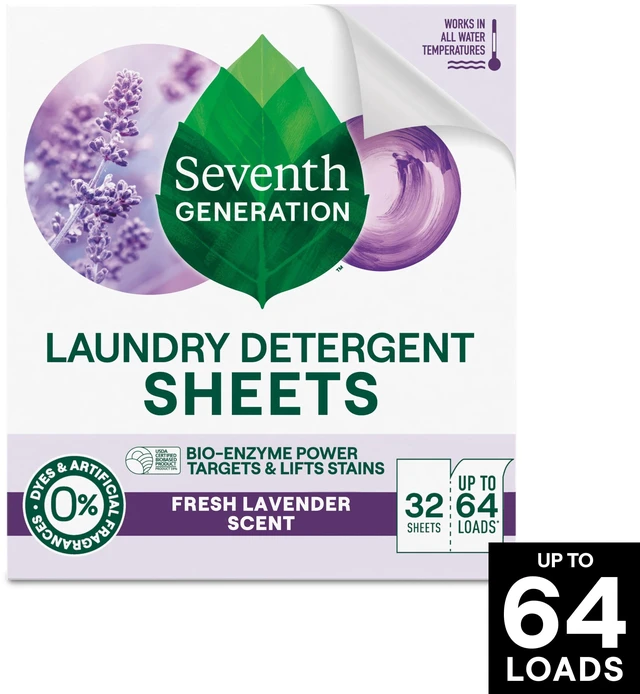 Main image of Seventh Generation Laundry Detergent Sheets, Lavender, 64 Loads