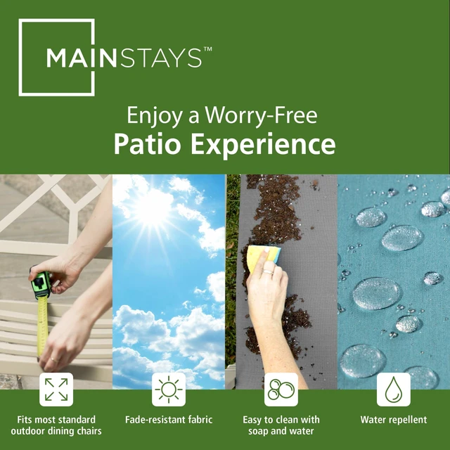 Alt view image 3 of 6 - Mainstays Tan Rectangle Outdoor Seat Pad 15.5in x 17in x 2.5in 1 Pack