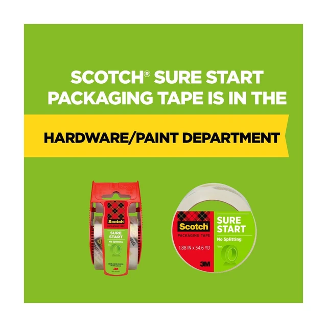 Alt view image 4 of 6 - Scotch Sure Start Packaging Tape, 1.88in x 54.6yd, Clear, 1 Roll