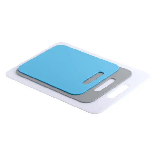 Alt view image 3 of 5 - Architec 3-Piece Poly Reversible Cutting Board Set, Assorted Sizes, Blue