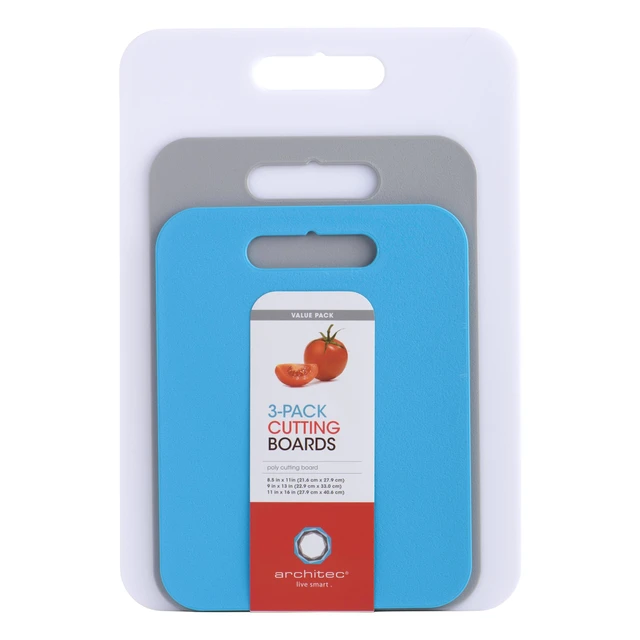 Alt view image 4 of 5 - Architec 3-Piece Poly Reversible Cutting Board Set, Assorted Sizes, Blue