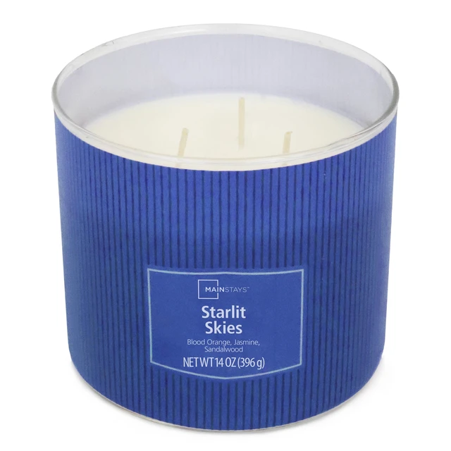 Alt view image 4 of 5 - Mainstays Starlit Skies 3-Wick Textured Wrapped Scented Jar Candle, 14 oz