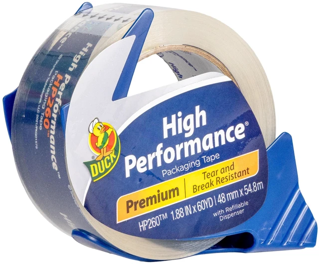 Main image of Duck Brand High Performance Packing Tape with Dispenser, Clear, 1.88in x 60yd