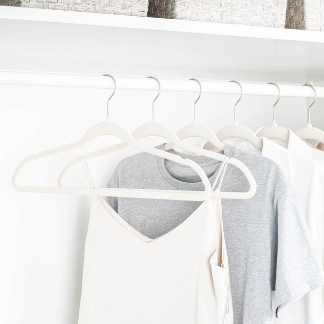 Alt view image 5 of 6 - Better Homes & Gardens Beige Ultra Slim Velvet Non-Slip Clothes Hangers 30-Pack