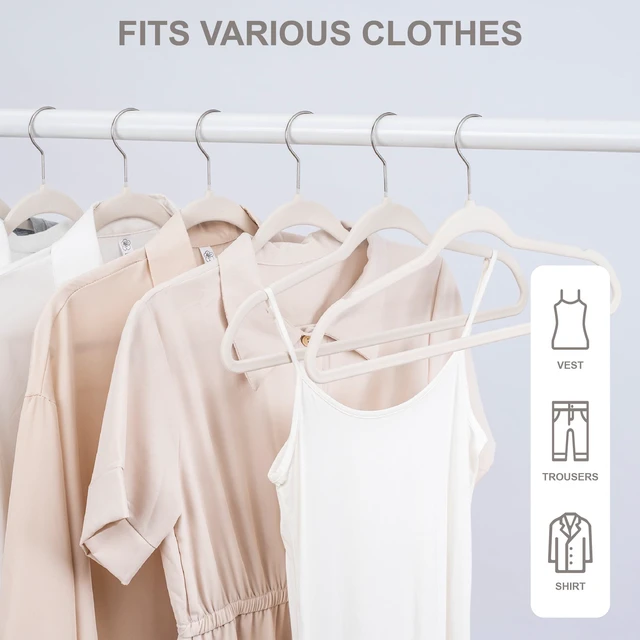 Alt view image 4 of 6 - Better Homes & Gardens Beige Ultra Slim Velvet Non-Slip Clothes Hangers 30-Pack
