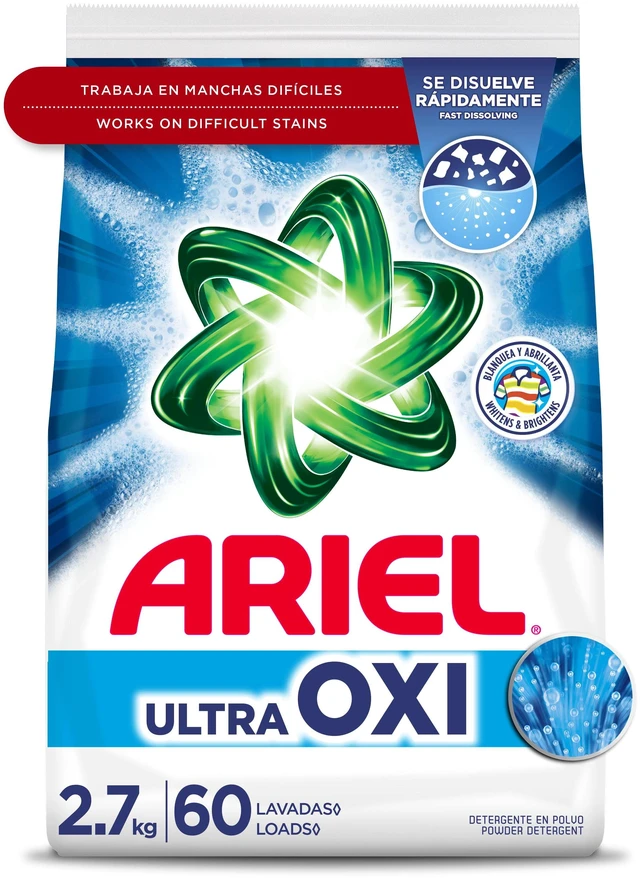 Main image of Ariel Ultra Oxi Laundry Detergent Powder, Original Scent, 2.7kg, 60 Loads