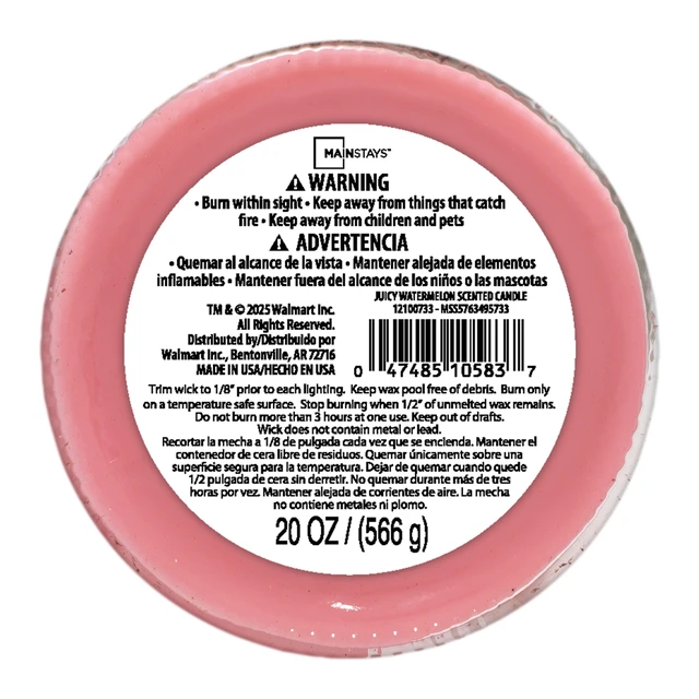 Alt view image 2 of 5 - Mainstays 20 oz Juicy Watermelon Scented Single Wick Jar Candle