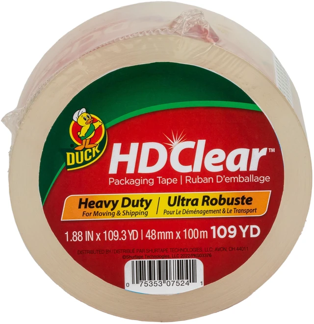 Main image of Duck HD Clear Packing Tape, 1.88in x 109yd, Clear, 1 Count