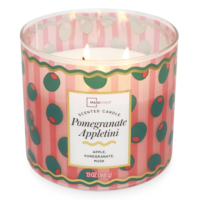 Alt view image 4 of 6 - Mainstays Pomegranate Appletini 3-Wick Fragrance Candle with Decorative Wrap, 13Ounce