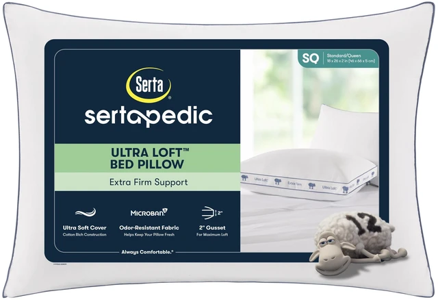 Main image of Sertapedic Ultra Loft Standard/Queen Bed Pillow, Extra Firm Support