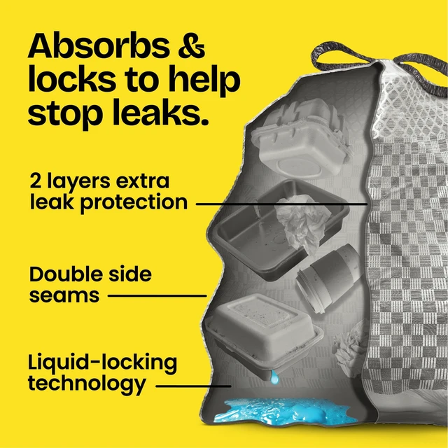 Alt view image 4 of 5 - Glad ForceFlex MaxStrength LeakGuard 13-Gallon Tall Kitchen Trash Bags with Febreze Fresh Air Scent, 20 Bags