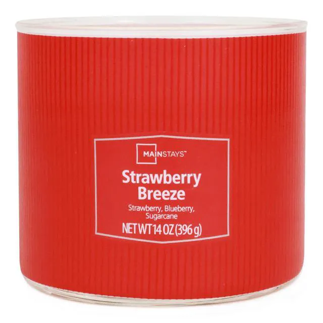 Alt view image 4 of 6 - Mainstays 3-Wick Candle Textured Wrap Strawberry Breeze, 14 oz