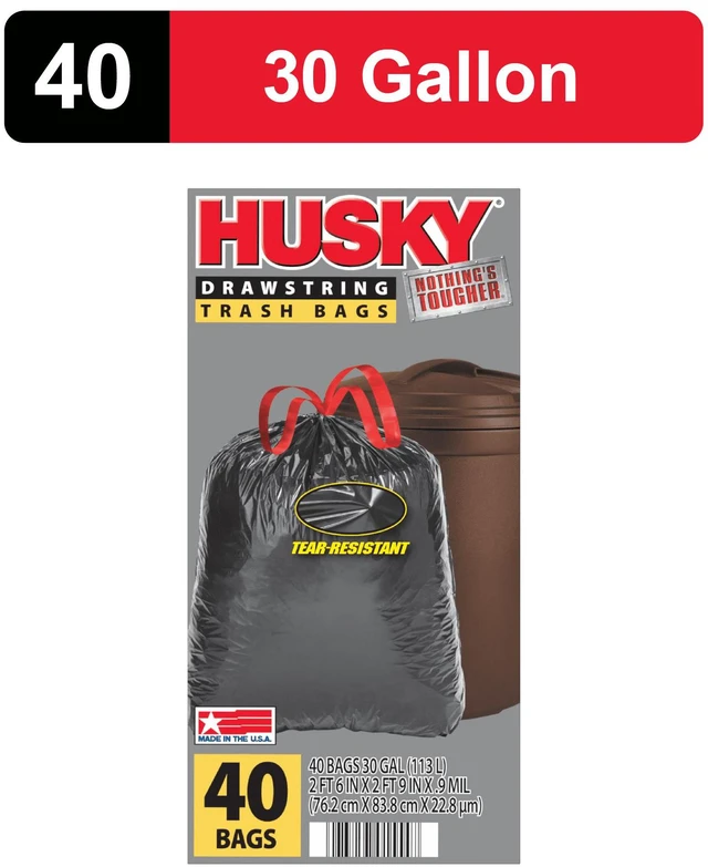 Main image of Husky 30 Gallon Large Trash Bags, 40 Bags