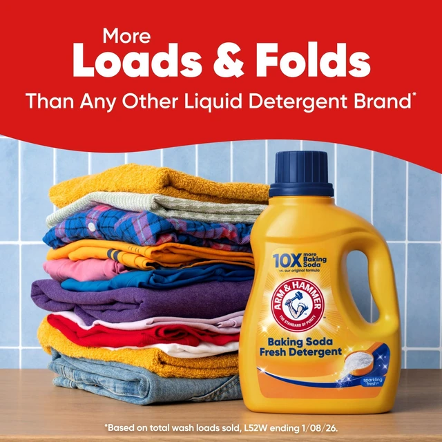 Alt view image 2 of 5 - ARM & HAMMER Baking Soda Fresh Liquid Laundry Detergent, Sparkling Fresh, 110 Fl Oz