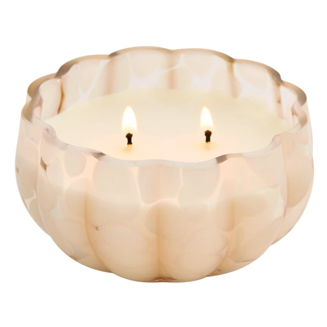 Alt view image 6 of 7 - Better Homes & Gardens 2-Wick 8oz White Tortoiseshell Glass Pumpkin Jar Candle, Pumpkin Snickerdoodle Swirl