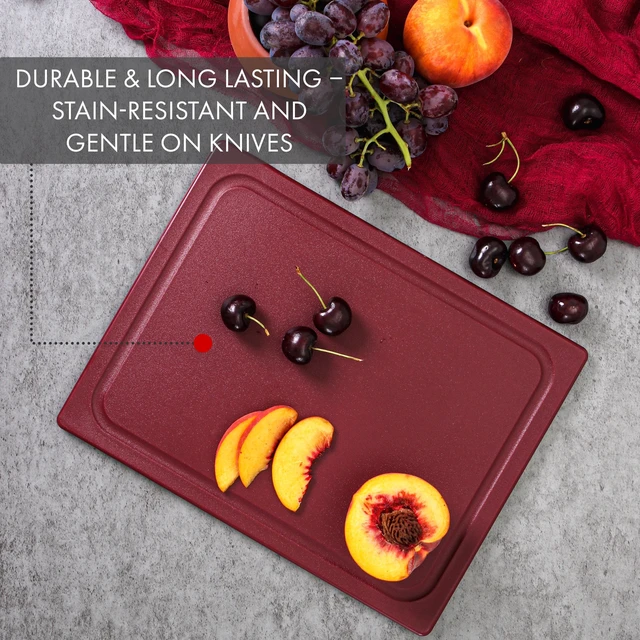 Alt view image 3 of 6 - Dexas 10 x 13 Poly Cutting Board with Juice Well, Merlot
