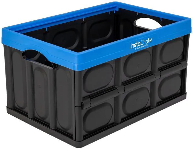 Main image of Greenmade Instacrate 12-Gallon Collapsible Plastic Storage Bin with Handles, Black and Blue