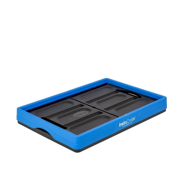 Alt view image 3 of 6 - Greenmade Instacrate 12-Gallon Collapsible Plastic Storage Bin with Handles, Black and Blue