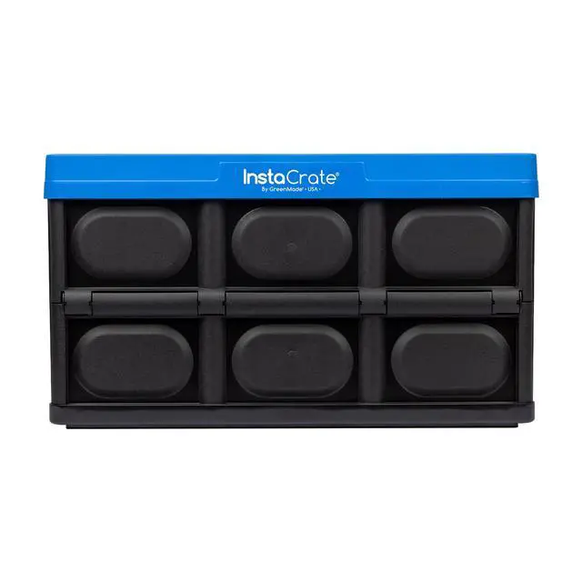 Alt view image 5 of 6 - Greenmade Instacrate 12-Gallon Collapsible Plastic Storage Bin with Handles, Black and Blue