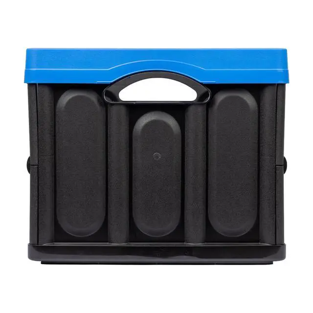 Alt view image 6 of 6 - Greenmade Instacrate 12-Gallon Collapsible Plastic Storage Bin with Handles, Black and Blue