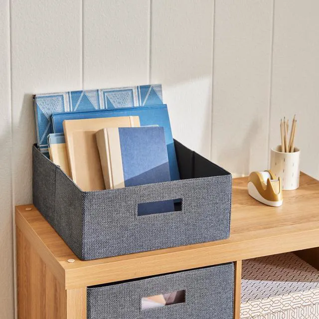 Alt view image 7 of 7 - Better Homes & Gardens Half-Size Fabric Storage Bin Gray