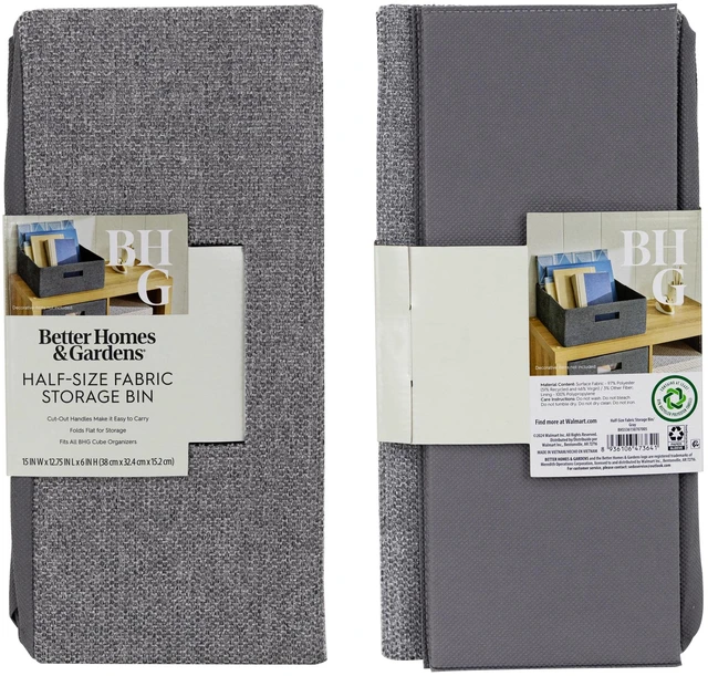 Alt view image 2 of 7 - Better Homes & Gardens Half-Size Fabric Storage Bin Gray