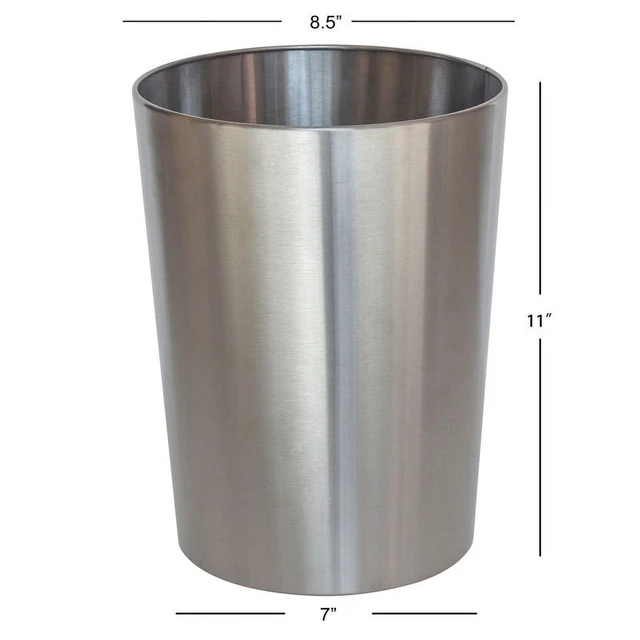 Alt view image 5 of 5 - Mainstays 2.2Gal Brushed Nickel Metal Bathroom Wastebasket